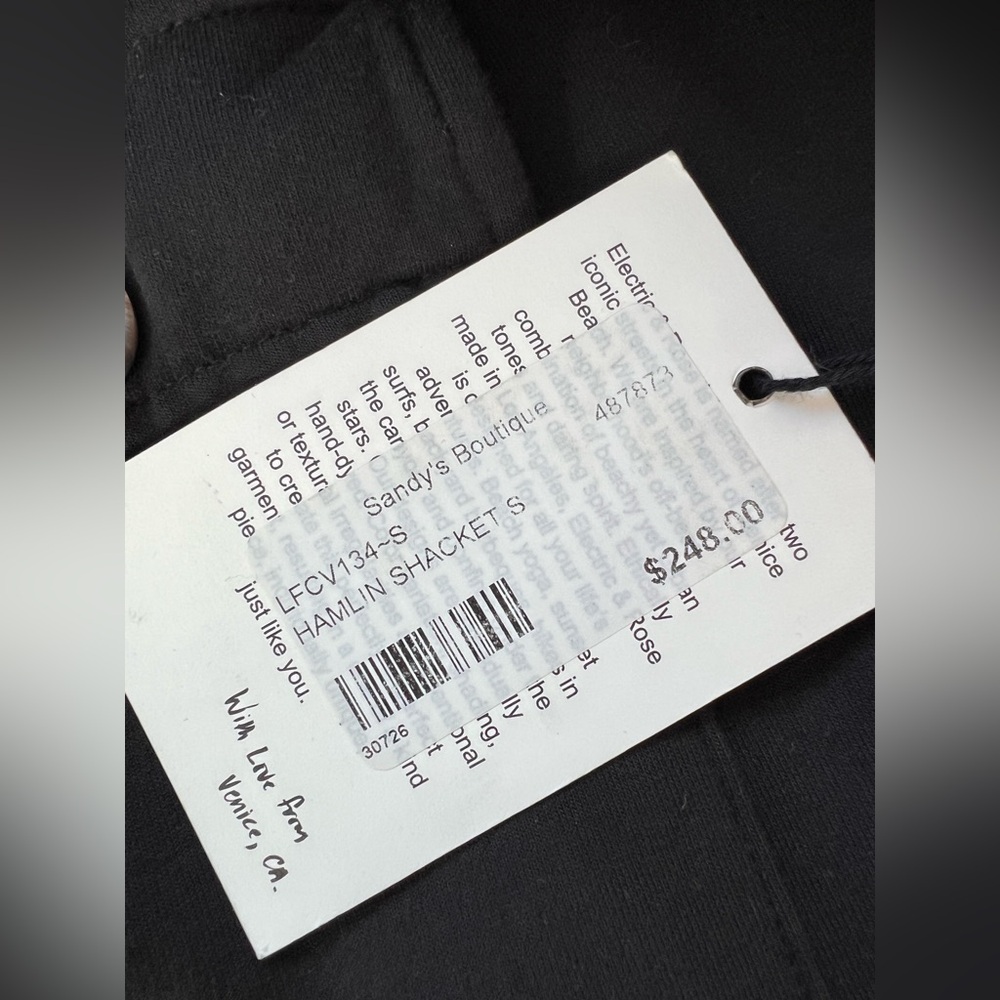 Electric And Rose Hamlin Black Sweatshirt Long Shacket Button Down Jacket NWT - Picture 10 of 12